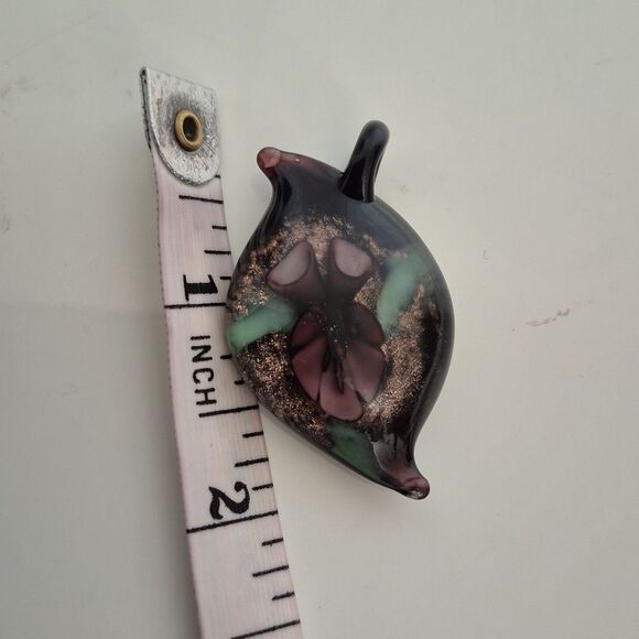 Murano Black and Purple Glass Pendant Necklace - Picture 7 of 16